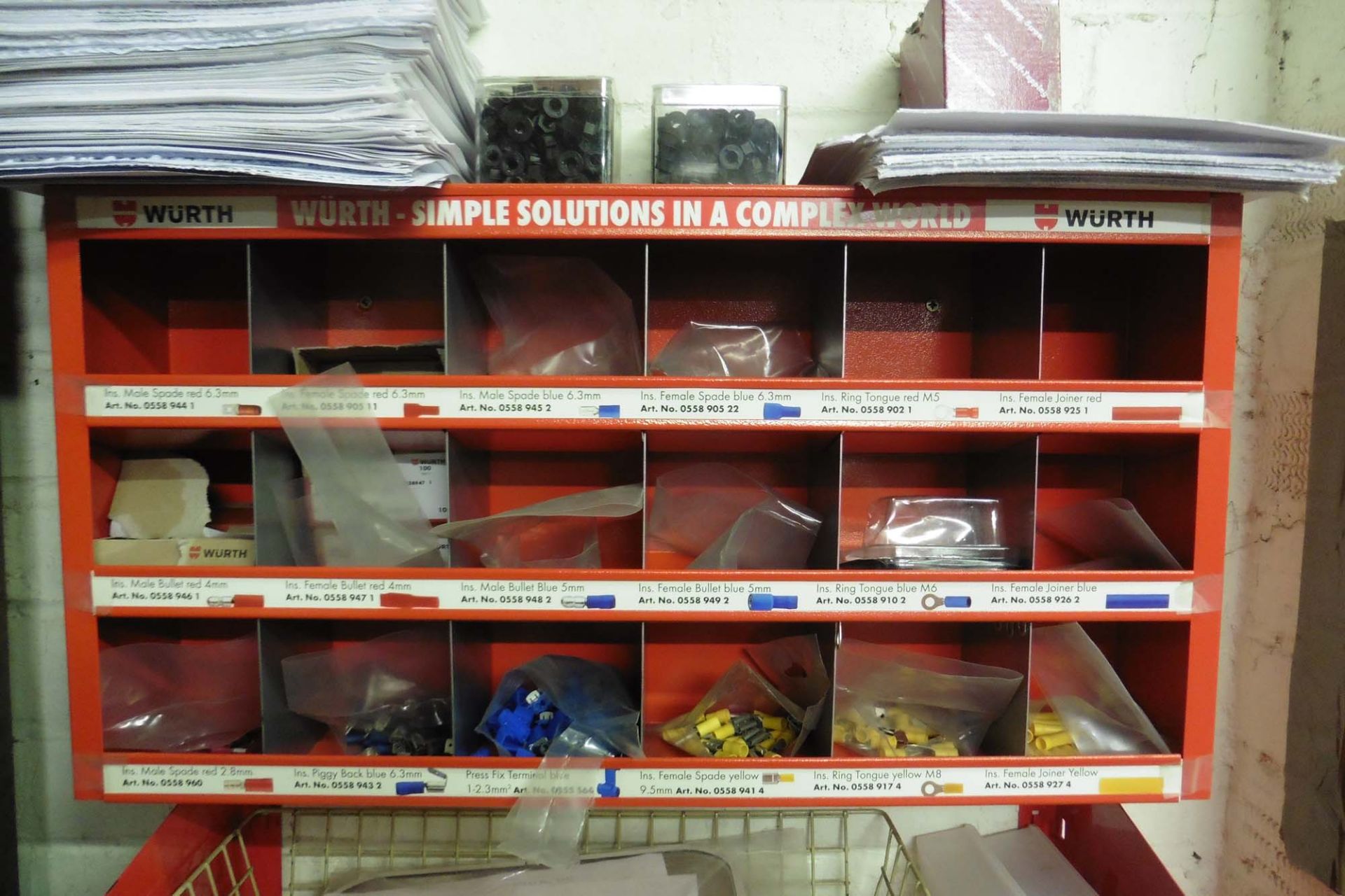 Red multi drawer unit containing nuts, bolts, washers, split pins, fuses, pipe fittings, etc - Image 4 of 6