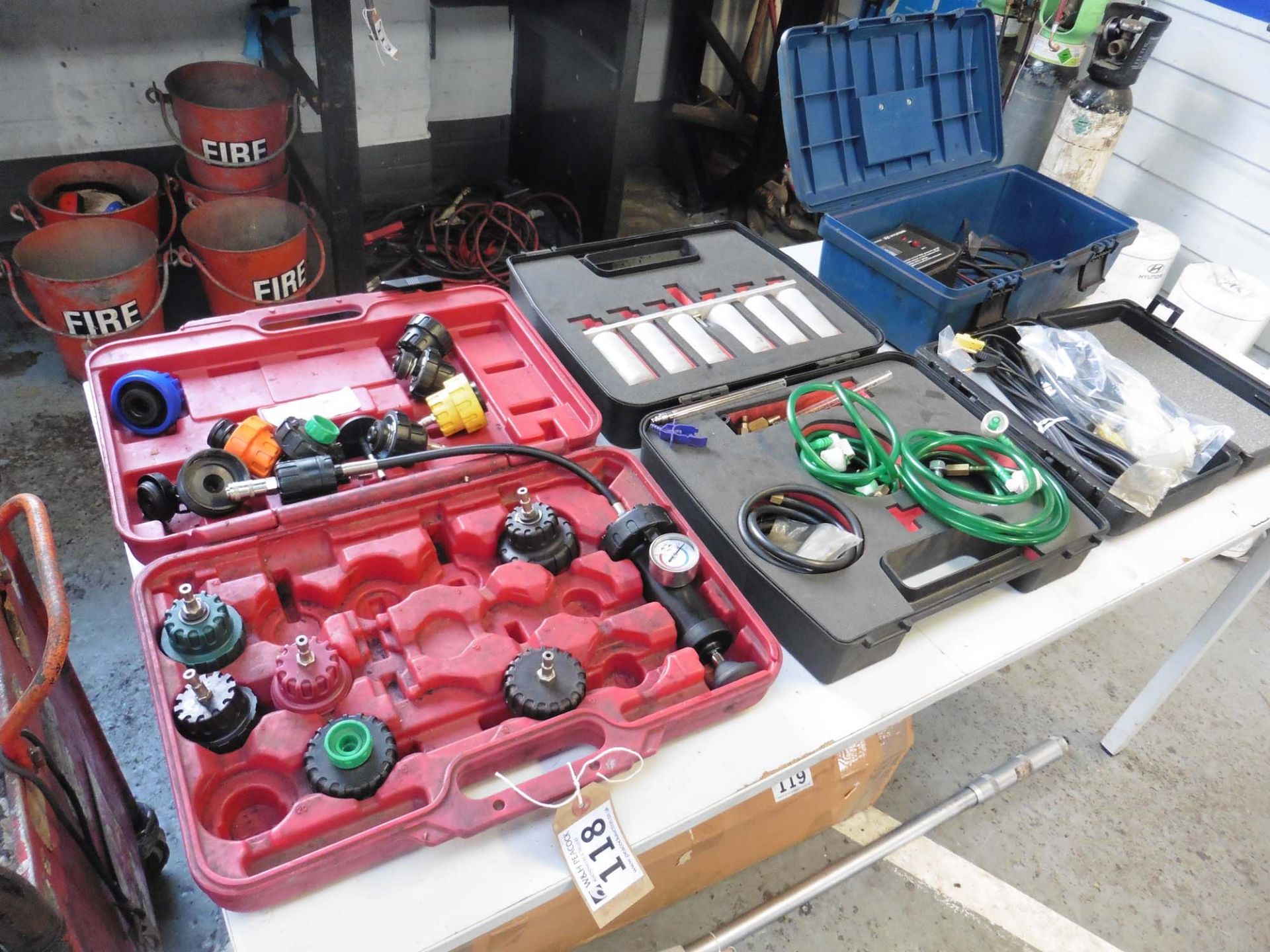 Range of specialist leakage and other test equipment (on top of the table)