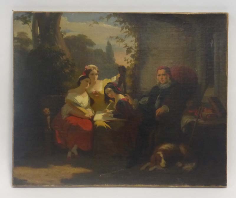 19th century English School, a family portrait of Milton and his daughters, unsigned, - Image 3 of 6