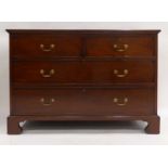 A 19th century mahogany chest of two short over two long drawers on bracket feet, w. 124 cm d.