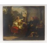 19th century English School, a family portrait of Milton and his daughters, unsigned,