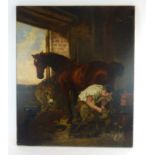 19th century School, a study of a blacksmith, unsigned, oil on canvas, 61 x 51 cm,