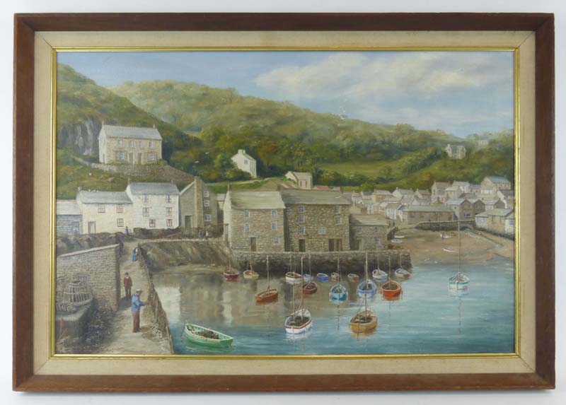 Millie Jackson (20th century), a study of a Cornish harbour, signed, oil on canvas, 39.5 x 59.