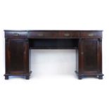 A 19th century rosewood twin pedestal serving cabinet of break fronted form,