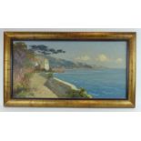 Orbe (20th century), a stylised Mediterranean landscape, signed, oil on board,