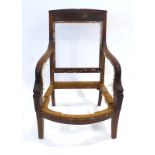 For Restoration: a 19th century Scandinavian mahogany armchair frame,