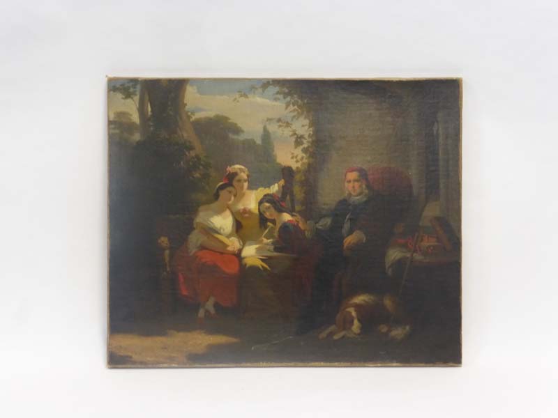 19th century English School, a family portrait of Milton and his daughters, unsigned, - Image 2 of 6