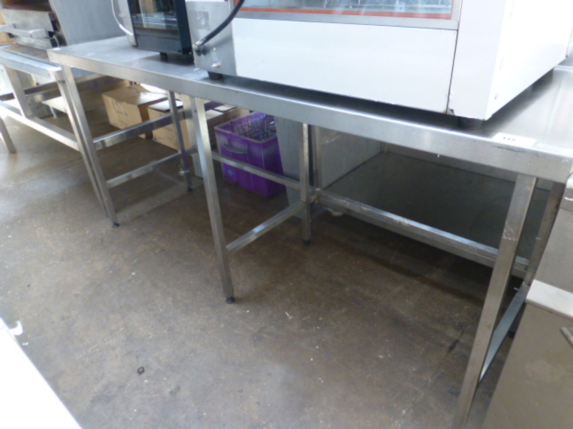 200cm stainless steel preparation table with space under for appliances