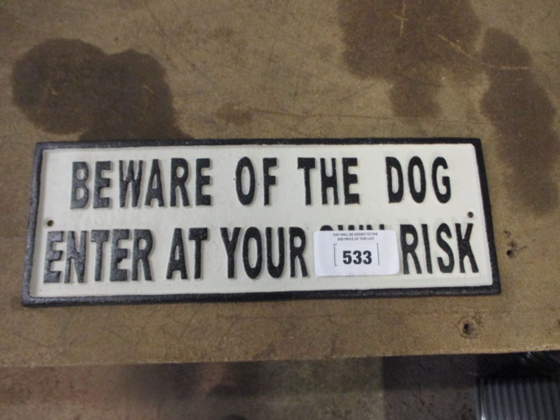 (113) Beware of the Dog cast sign