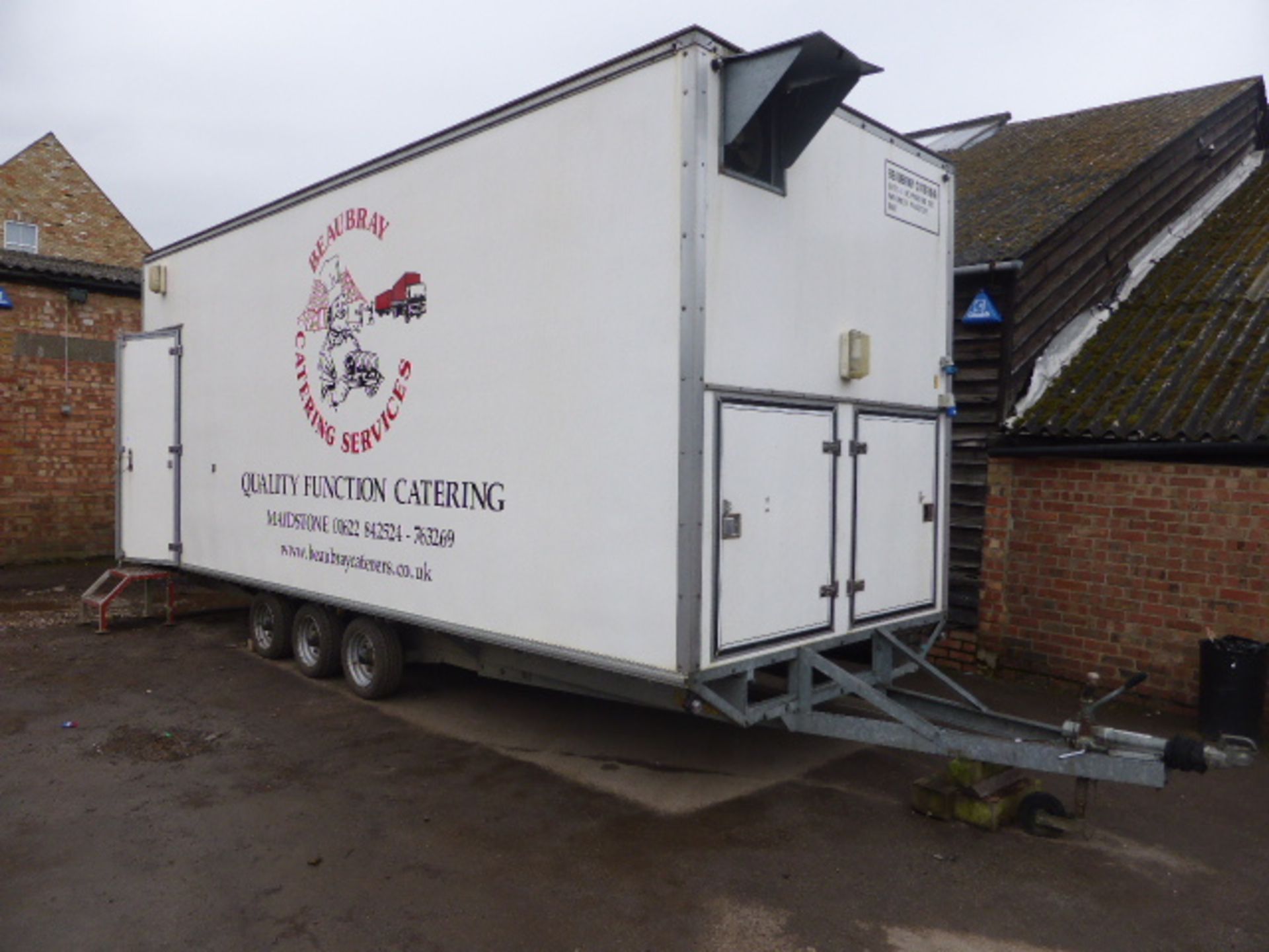 Large Mobile Catering Kitchen on Bateson triple axle chassis with double door floor to ceiling