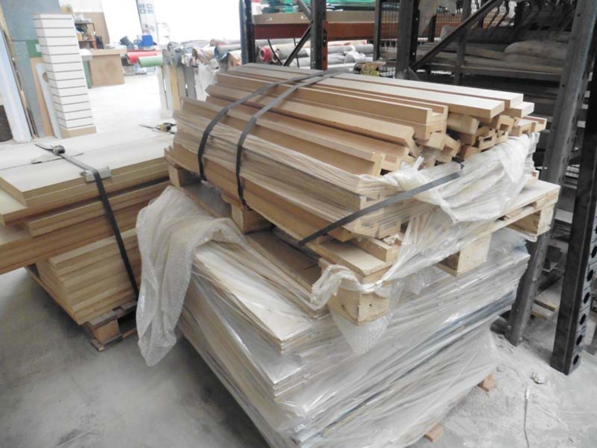 3 pallets of assorted MDF parts, shop fitting panels, and some lengths of assorted softwood - Image 2 of 5