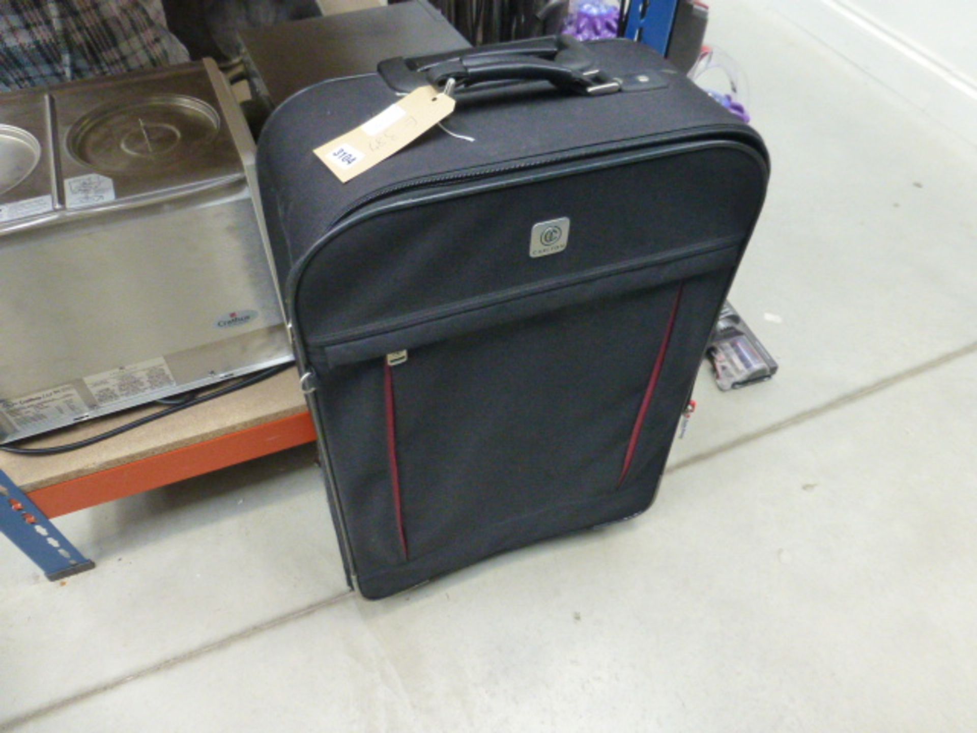 Large black fabric Carlton suitcase