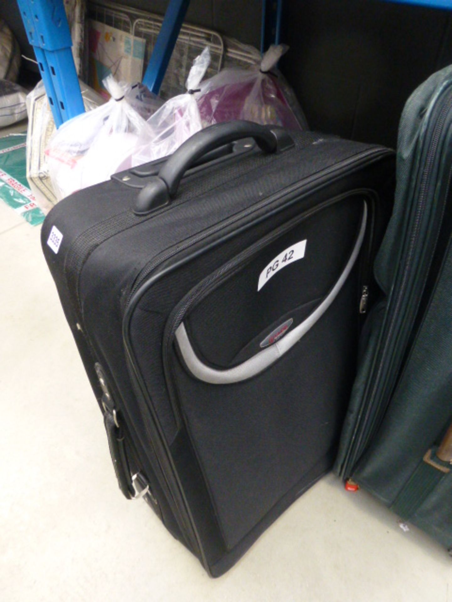 Large black fabric suitcase
