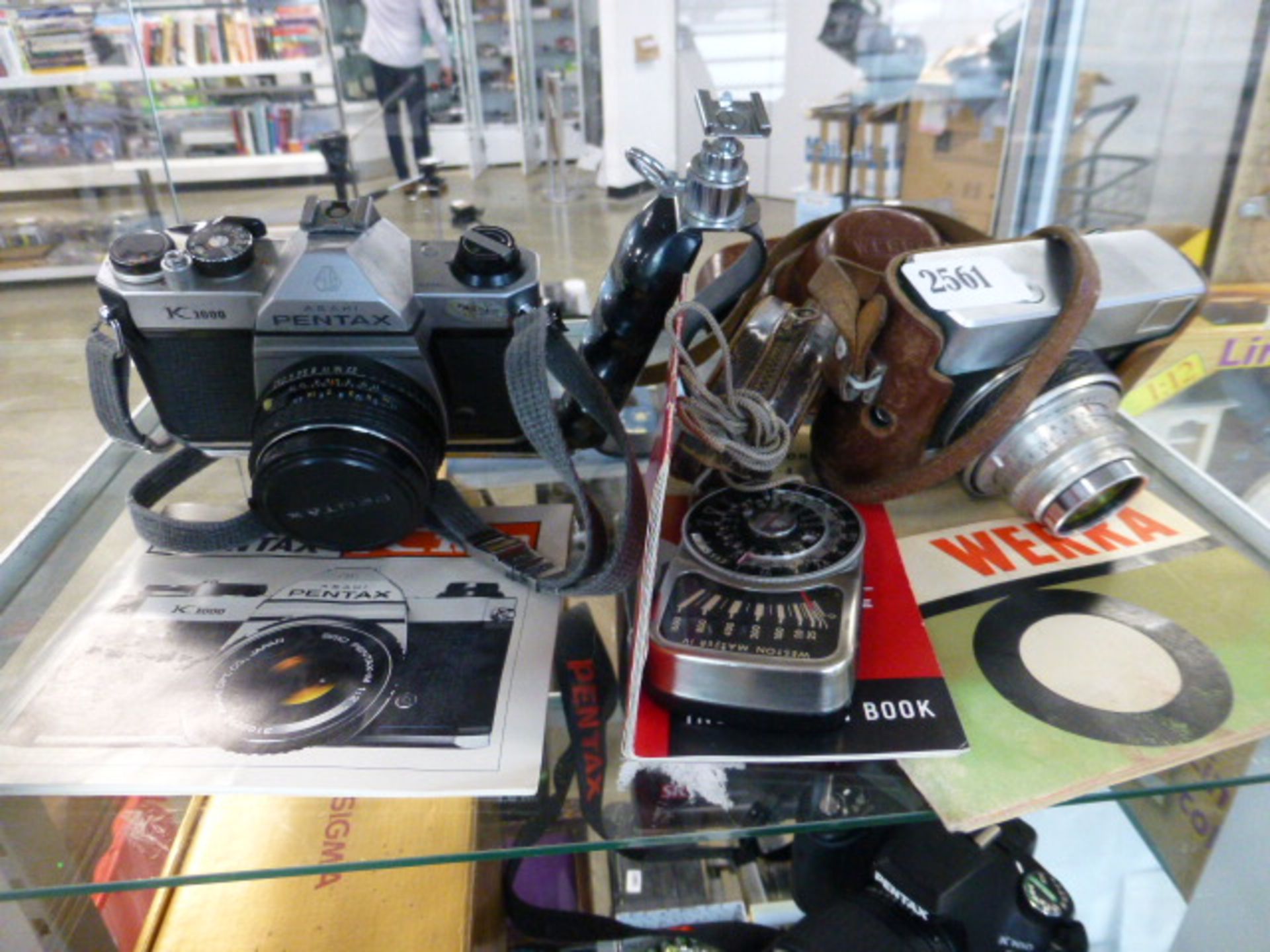 Werra camera, Weston Master 4 light meter, Pentax 1000 film camera