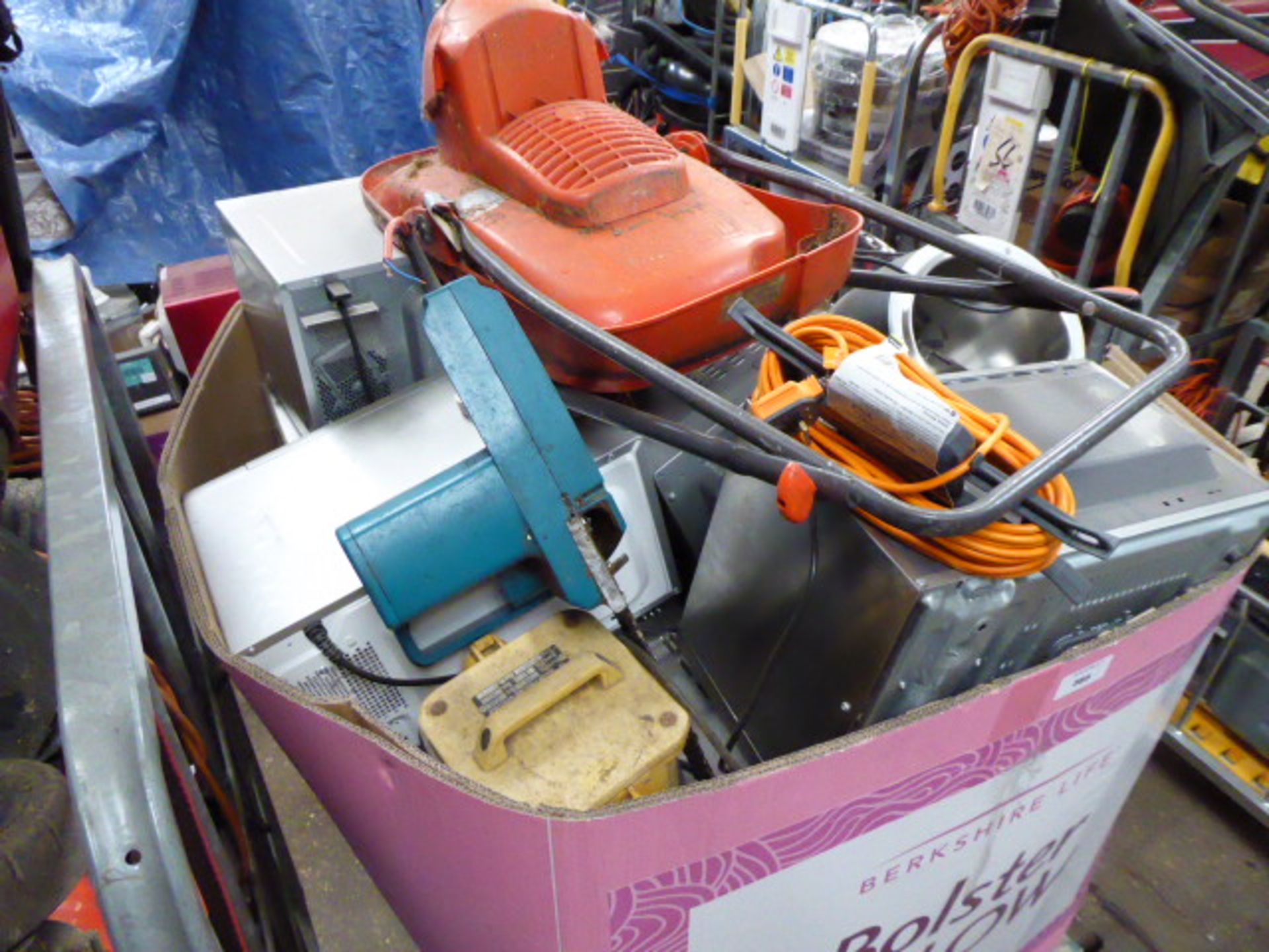 Pallet with contents of trade electrical items for spares or repairs only incl. microwaves, fans, - Image 2 of 2