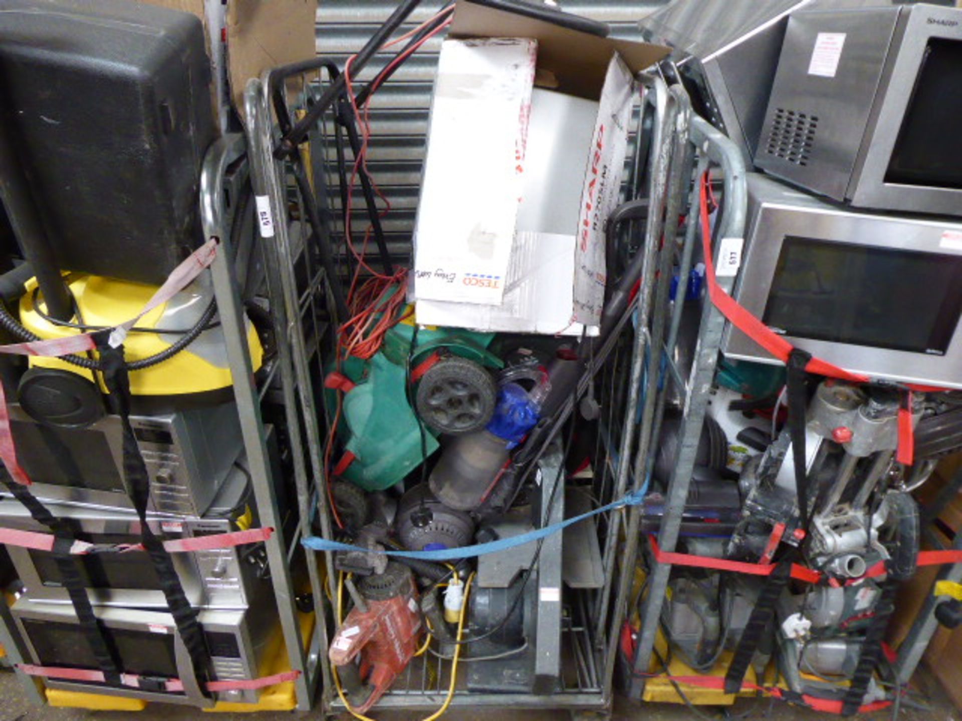 Stillage with contents of trade electrical items for spares or repairs only incl. vacuum cleaners