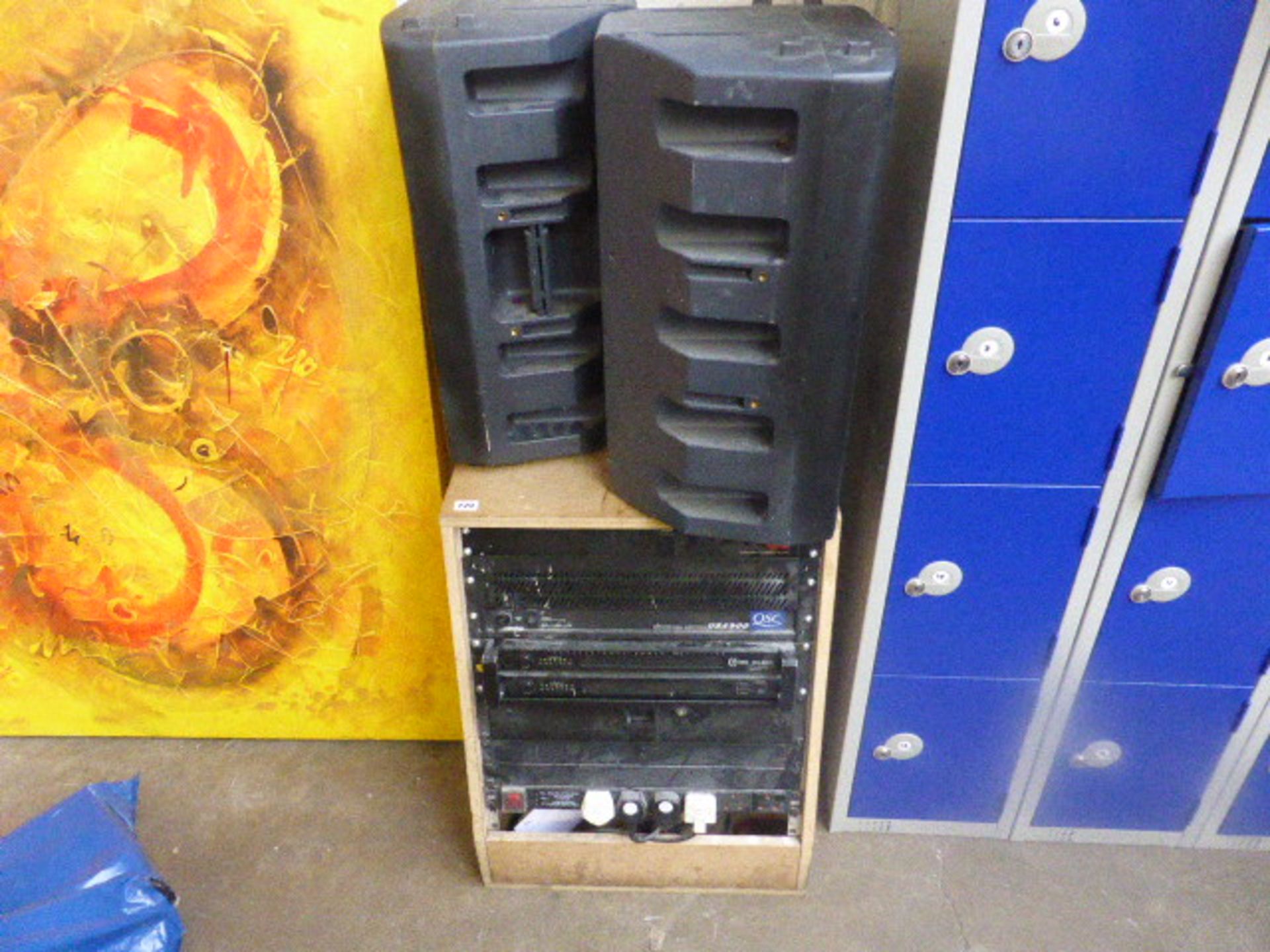 Sub woofer processor, professional amplifier, and other audio equipment with 2 speaker monitors