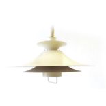 A Danish Lyfa Type 4109 white enamelled four-tier pull-down ceiling light in the manner of Louis