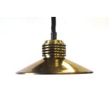 A 1970's brass coloured pull-down ceiling light CONDITION REPORT: Working order