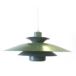 A Danish Volga three-tier ceiling light with a pale green enamelled exterior CONDITION