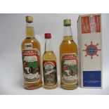 3 old bottles of Linie Aquavit, 1x Loiten Braenderi's Oslo 100cl 41.