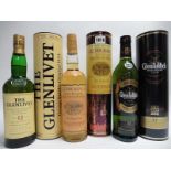 3 bottles, 1x The Glenlivet 12 year old Pure Single Malt Scotch Whisky,