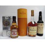 3 bottles, 1x Hennessy VS Cognac with carton 70cl 40%,