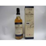 A bottle of Tullibardine 1988 Vintage Single Highland Malt Scotch Whisky The Quincentennial Malt