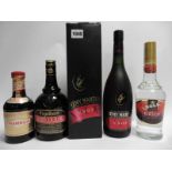 4 bottles, 1x Remy Matin VSOP Fine Champagne Cognac with box 70cl 40%,