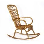 A bamboo rocking chair,
