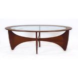 A G-Plan teak 'Astro' coffee table with a glazed insert, l.