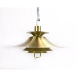 A 1970's brass coloured four-tier pull-down ceiling light CONDITION REPORT: Working