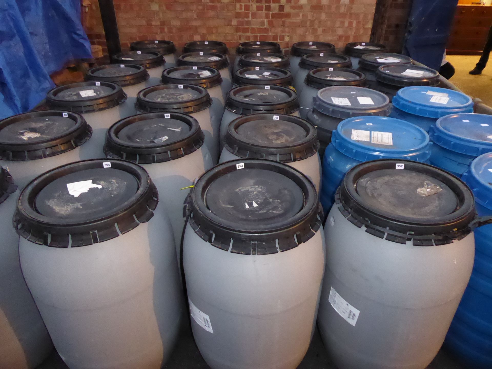 200L plastic barrel with lid formerly used for dry food storage