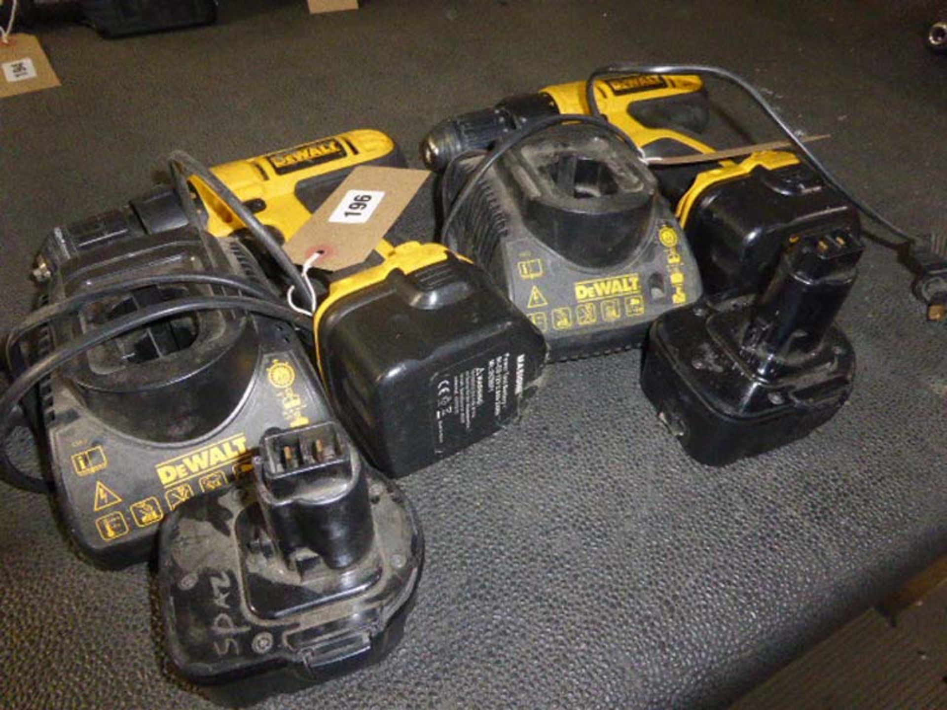 2 Dewalt 12v battery drills each with 2 batteries and charger - Image 2 of 2