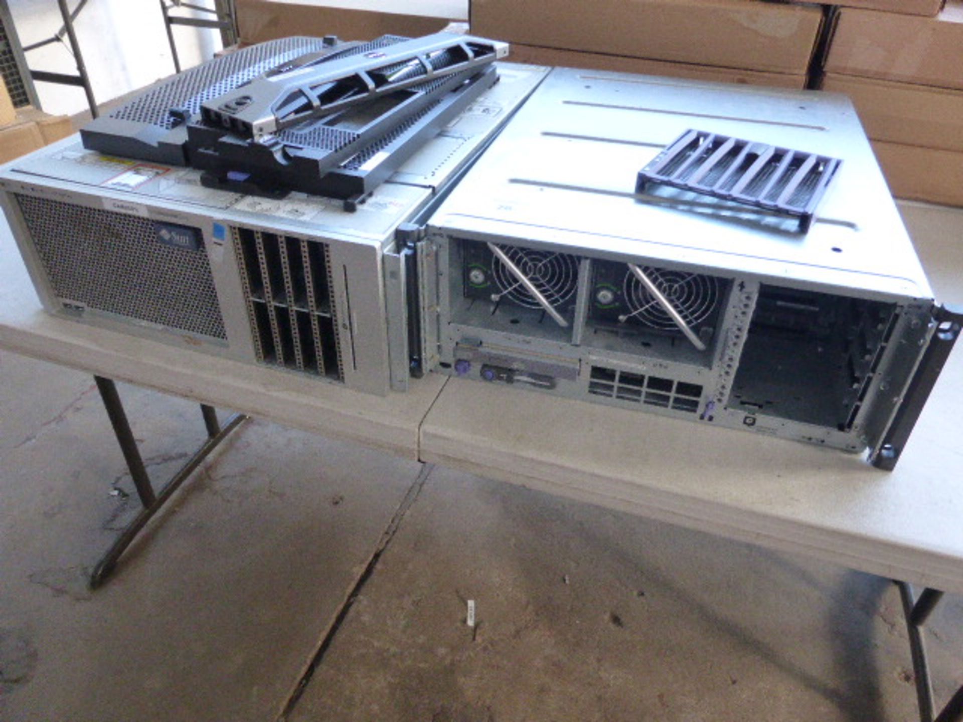 2 Sun rack mounted servers, no hard drives; 1 Sun Fire V445 and the other similar