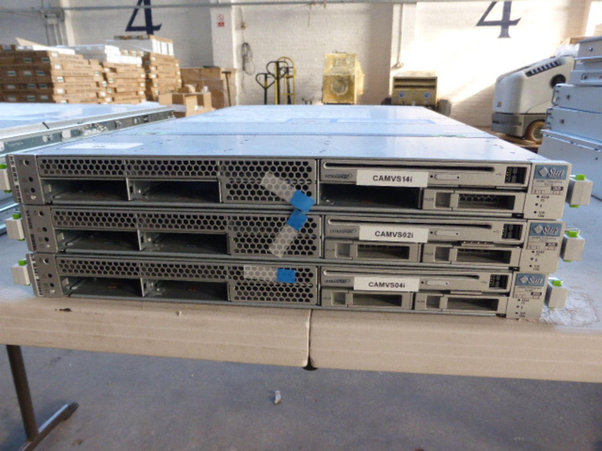 3 Sun Sparc Enterprise T5120 rack mounted server units, no hard drives