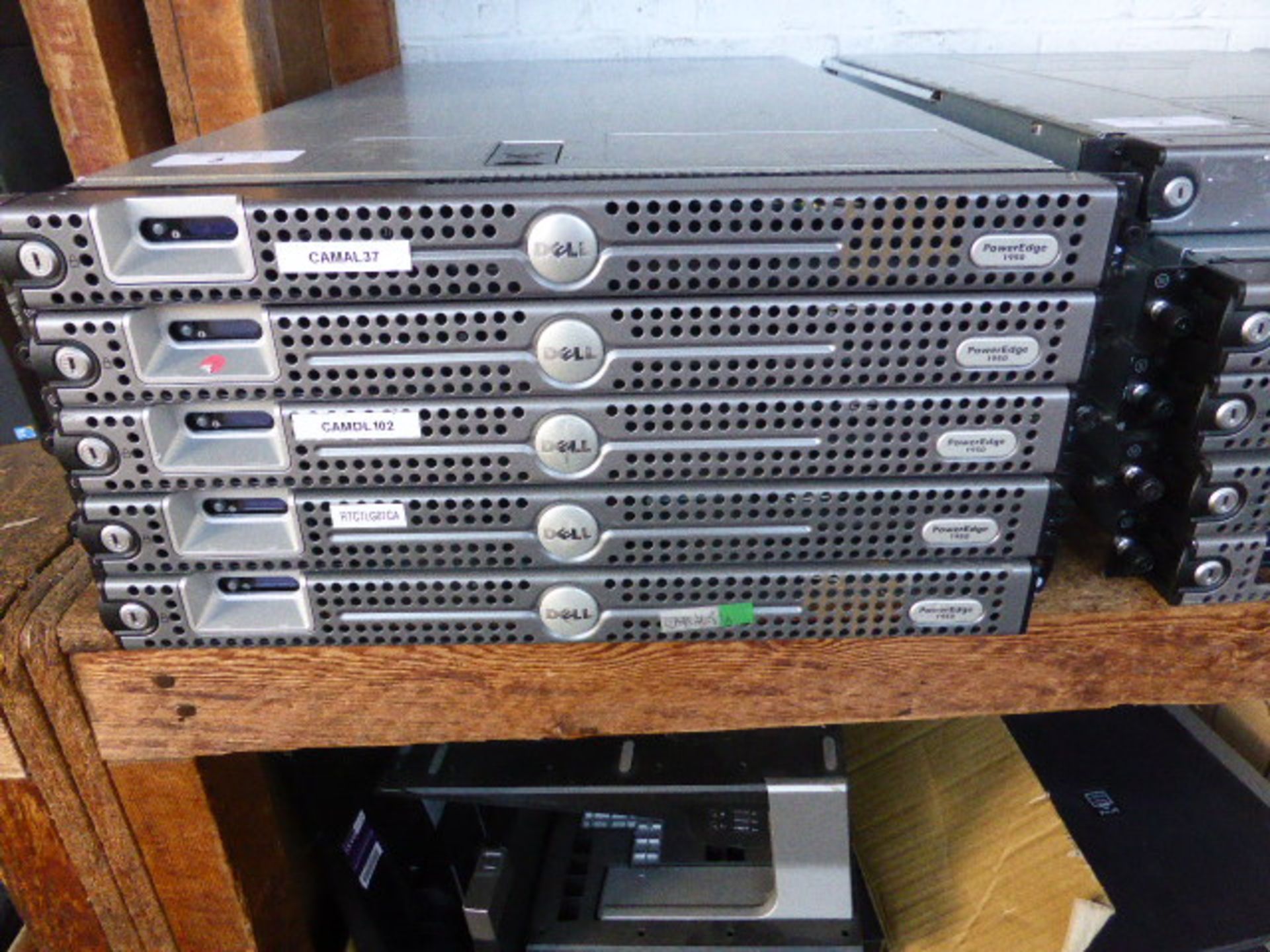 5 Dell PowerEdge 1950 rack mounted servers with no hard drives