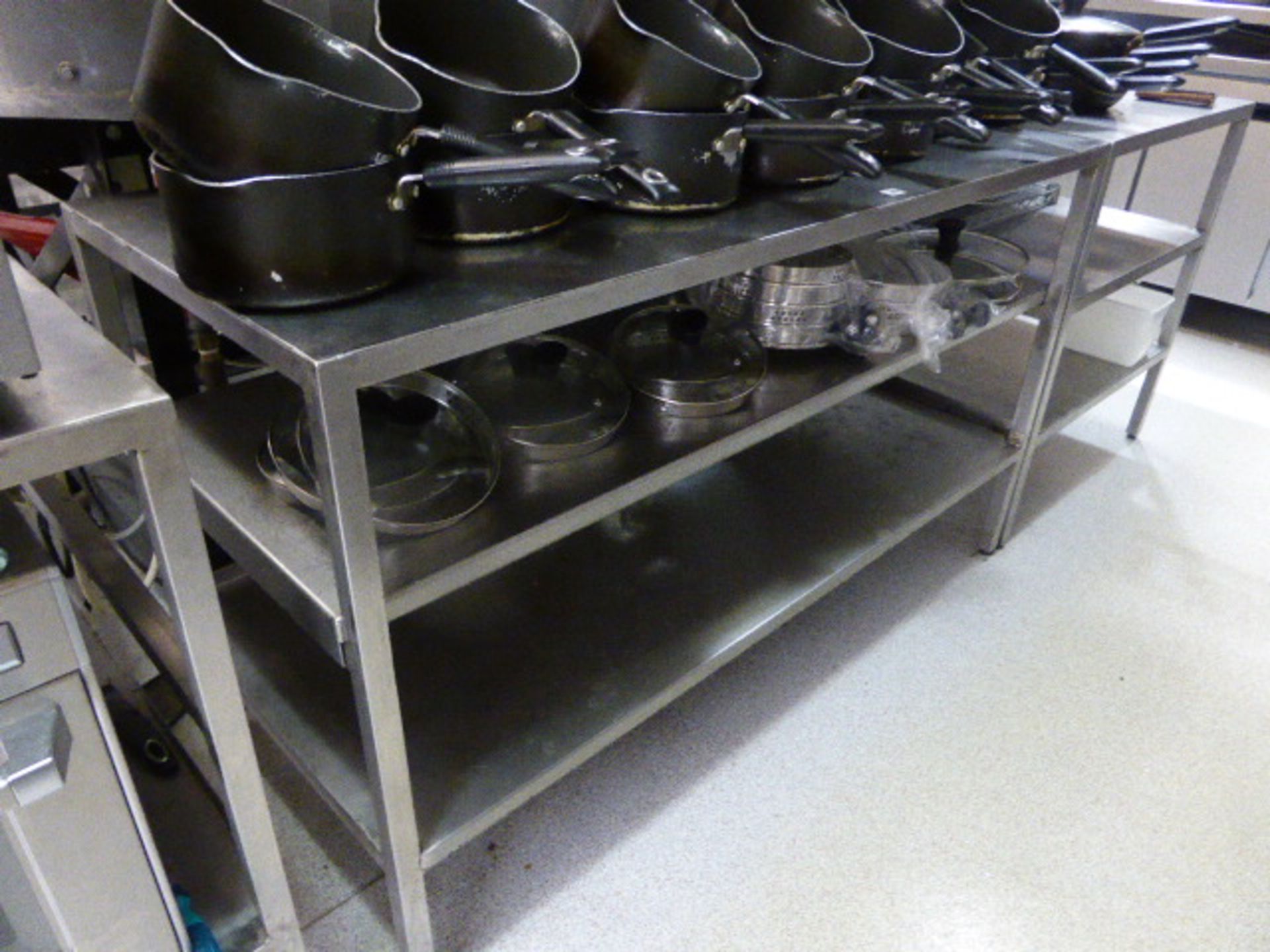 145cm stainless steel preparation table with 2 shelves under