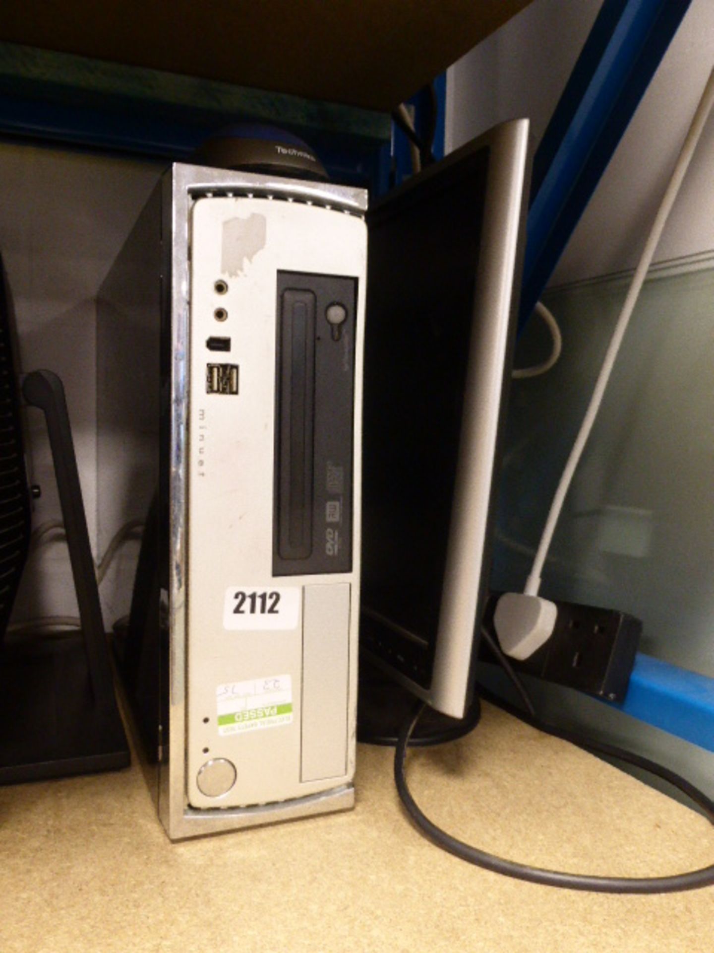 (75) Slimline tower PC with mouse and monitor