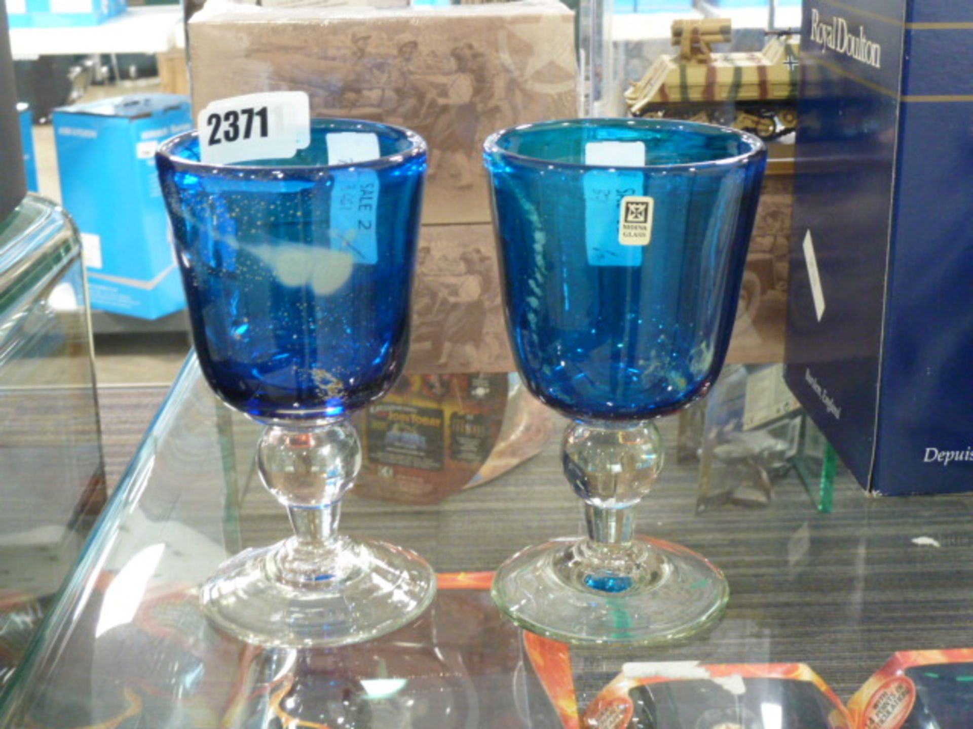 2351 2 blue glass Madina glasses