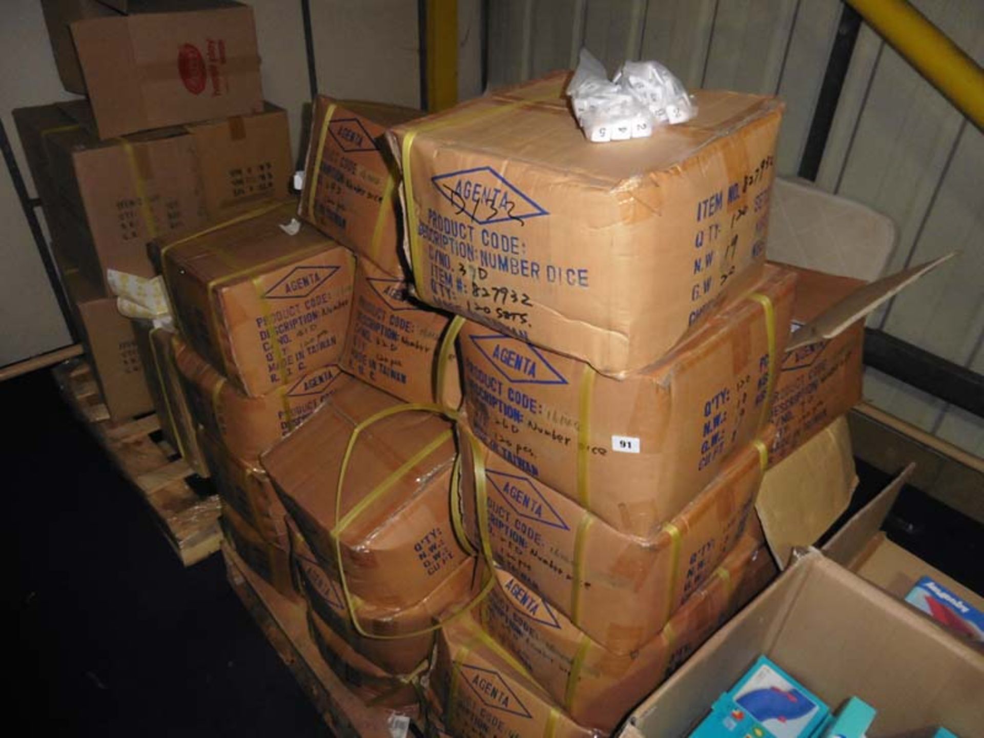 Pallet of mostly boxes of number dice plus 4 baby racer plasty carts - Image 2 of 4