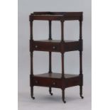 For Restoration: a 19th century rosewood three-tier what-not with two drawers,