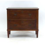 A 19th century mahogany two-drawer chest on square tapering feet, w.