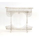 A white painted metalwork two tier garden planter, l.