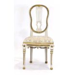 A Georgian side chair overpainted in cream with gilt highlights in the Neo-Classical taste,