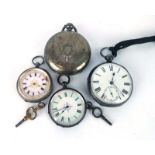 A silver cased full hunter pocket watch,