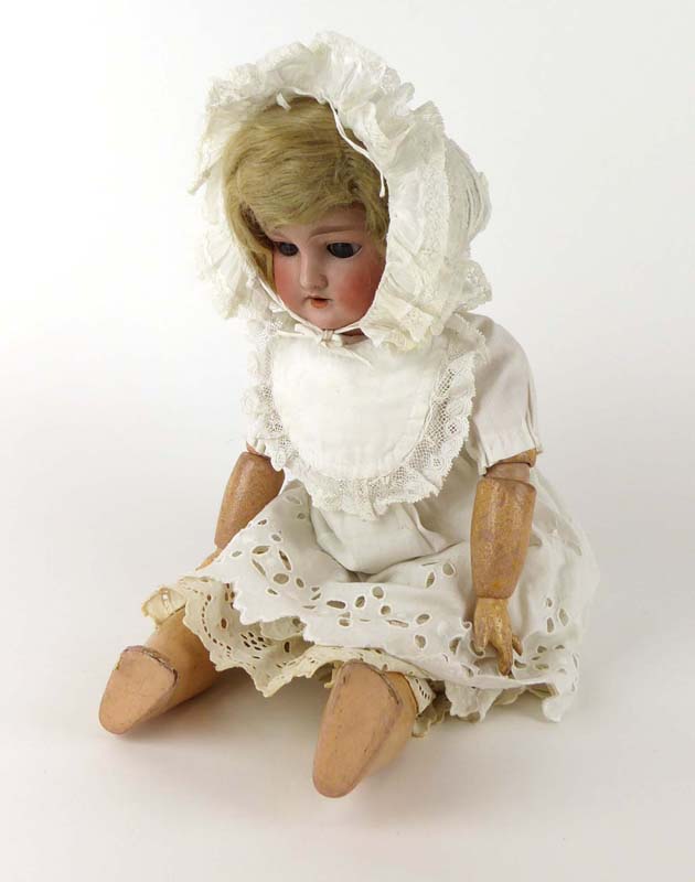 An Armand Marseille bisque headed doll with fixed brown glass eyes and open mouth, - Image 2 of 4