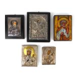 A group of five late 20th/early 21st century Greek reproduction Byzantine icons including two .