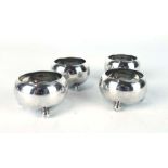 A set of four late Victorian silver salts of squat bun shaped form, maker WG JL, Sheffield 1897, 2.