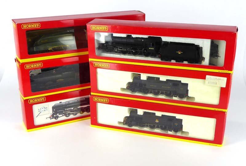 Six Hornby OO gauge loco's and tenders including R2105D BR 2-10-0, R2321 BR 4-6-0 and four others, - Image 2 of 2